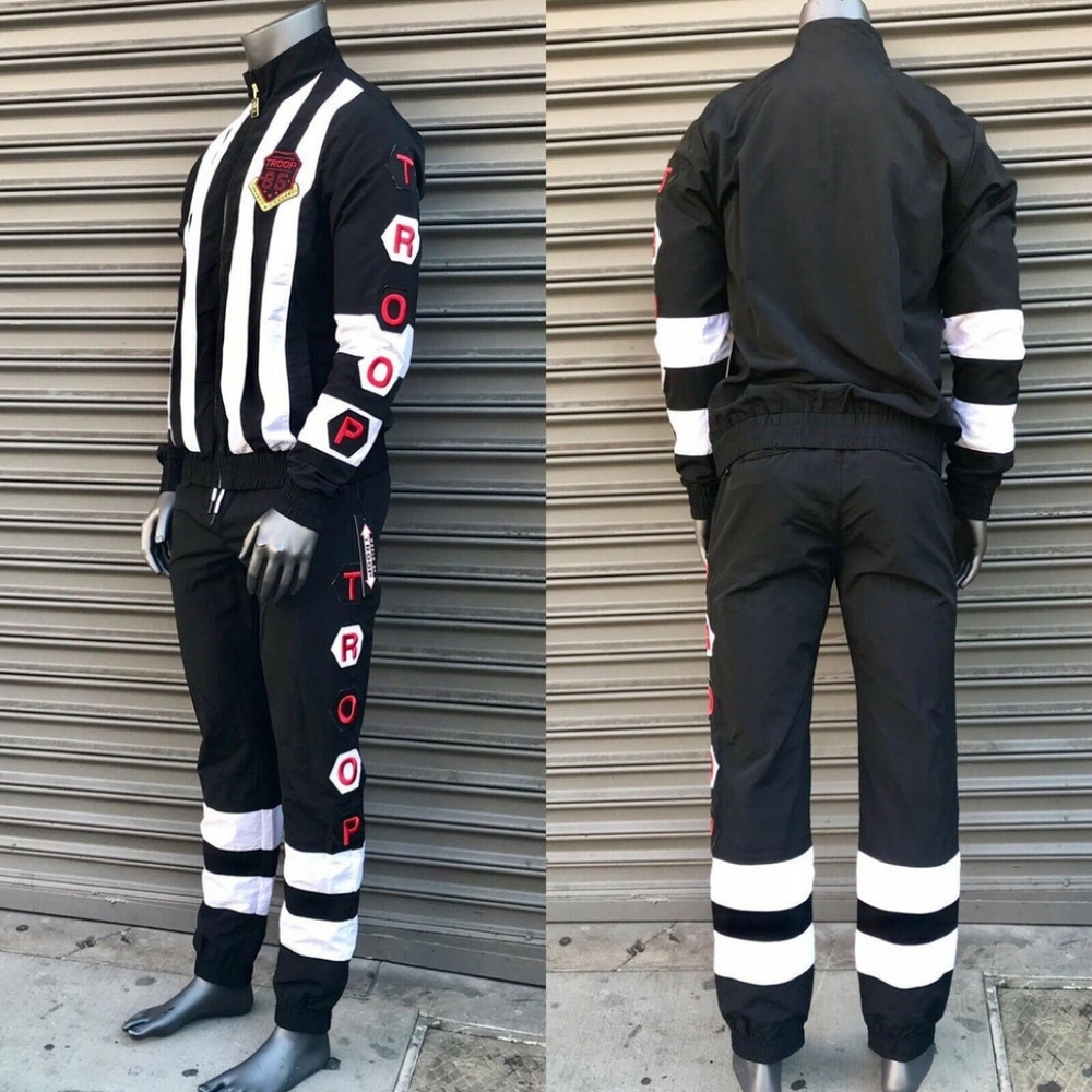 Men's Troop Black | White Windbreaker Tracksuit NWT